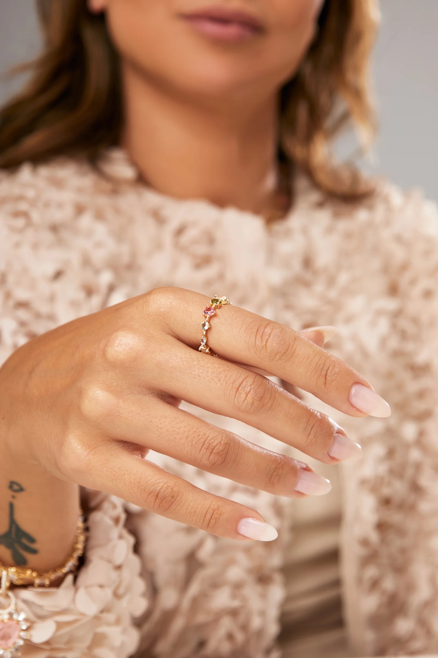 Blue Tourmaline Topaz Crystal Ring