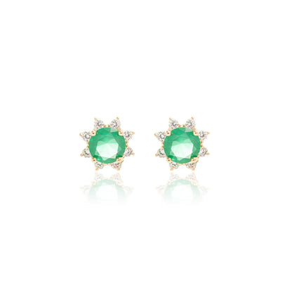 Set Emerald Crystal & White Zircon Necklace + Earrings Set