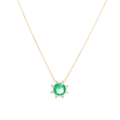 Set Emerald Crystal & White Zircon Necklace + Earrings Set