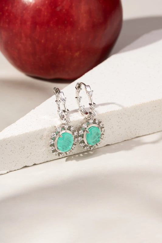 Tourmaline Fusion & White Zircon Hoop with Pendant Earrings