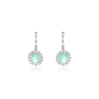 Tourmaline Fusion & White Zircon Hoop with Pendant Earrings