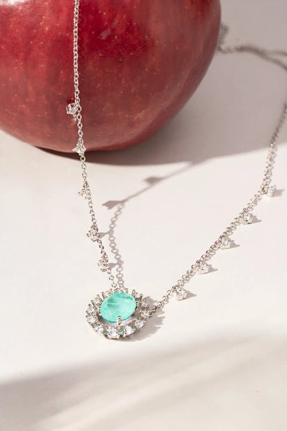 Oval Tourmaline Fusion & White Zircon Necklace
