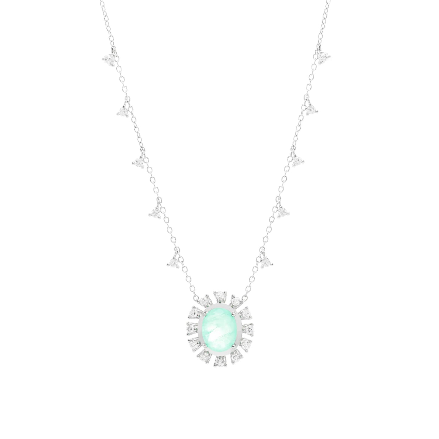 Oval Tourmaline Fusion & White Zircon Necklace