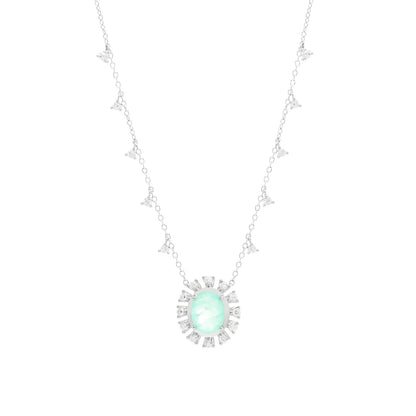 Oval Tourmaline Fusion & White Zircon Necklace