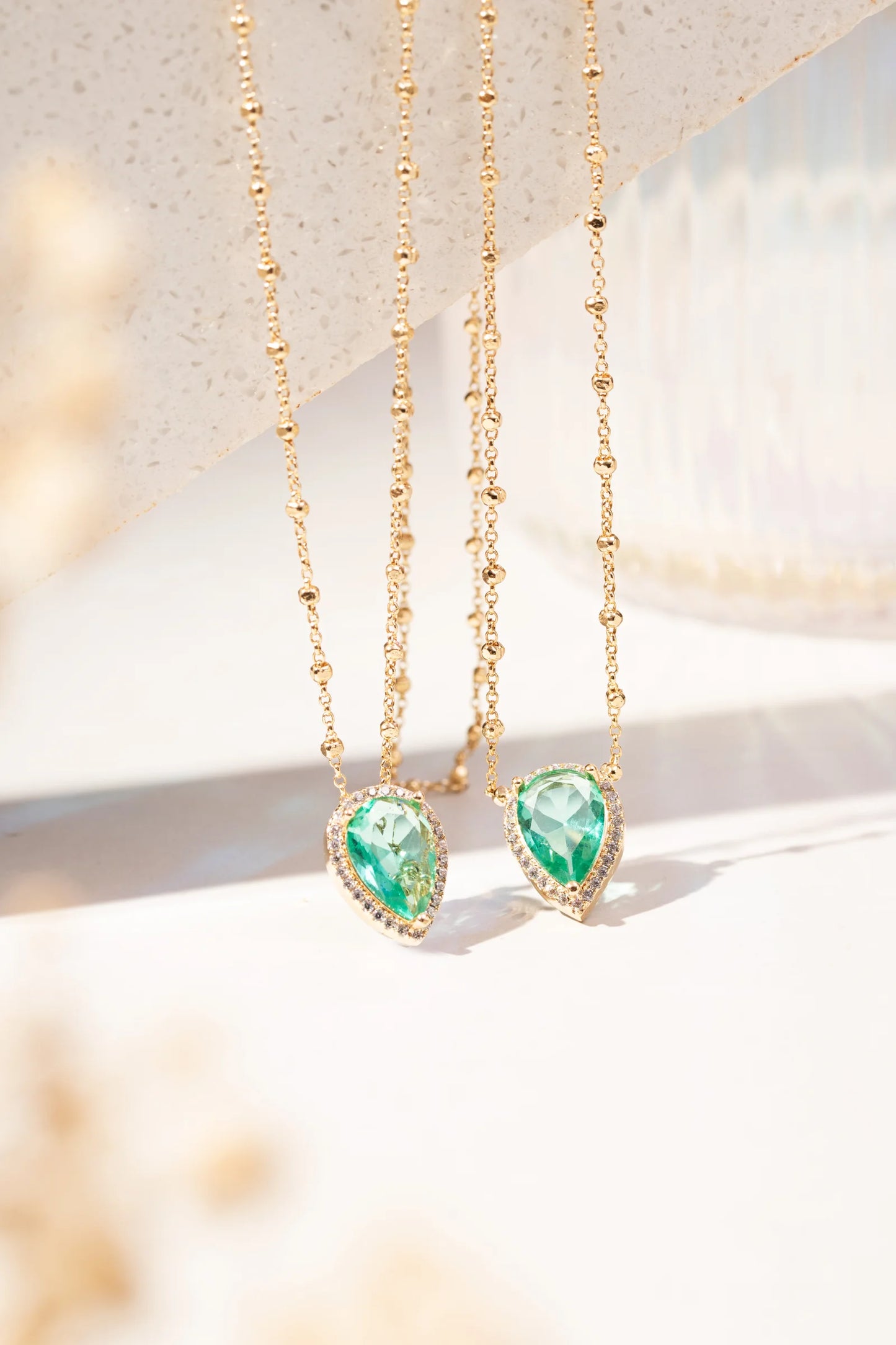 Paraiba Crystal & White Zircon Drops Scapular Necklace