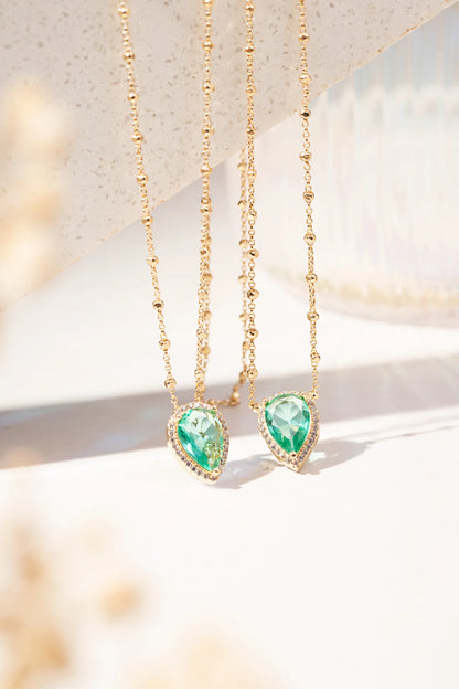 Paraiba Crystal & White Zircon Drops Scapular Necklace