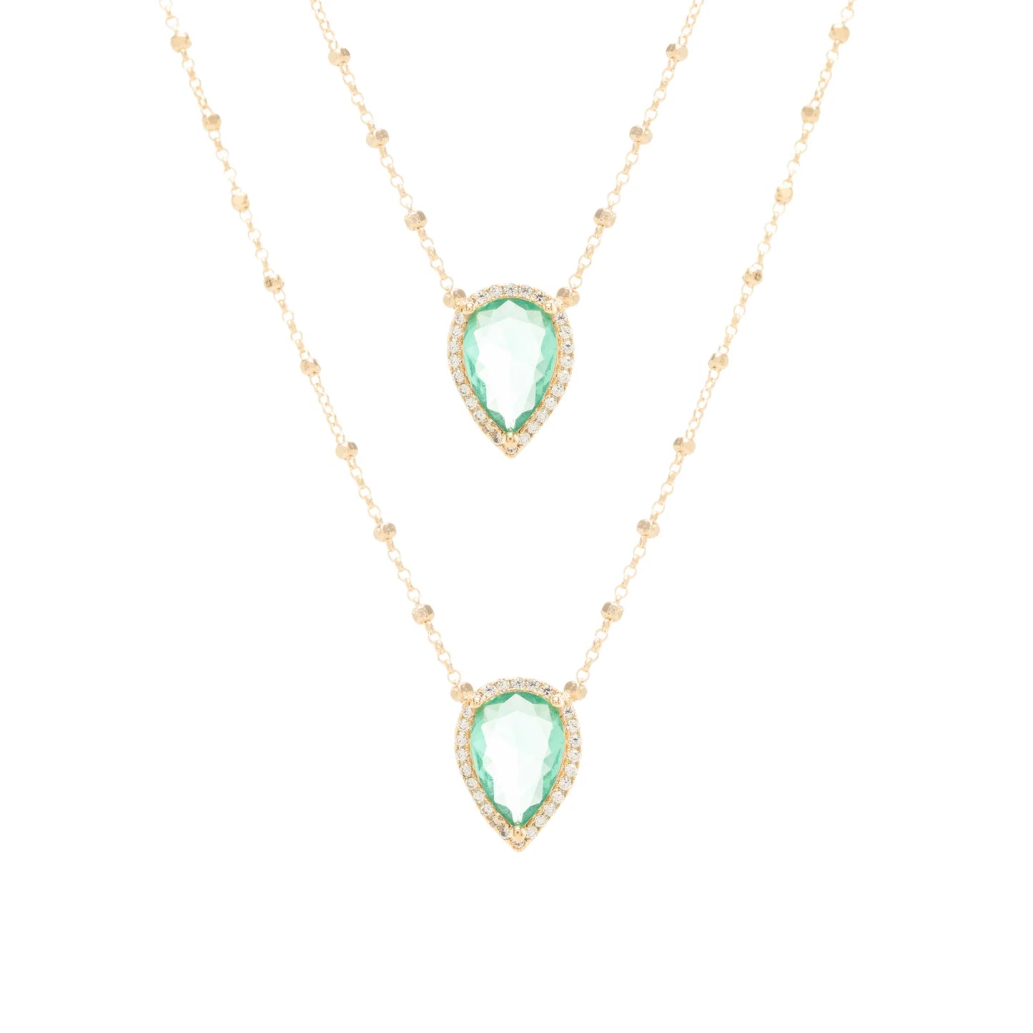 Paraiba Crystal & White Zircon Drops Scapular Necklace