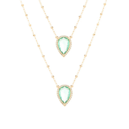 Paraiba Crystal & White Zircon Drops Scapular Necklace