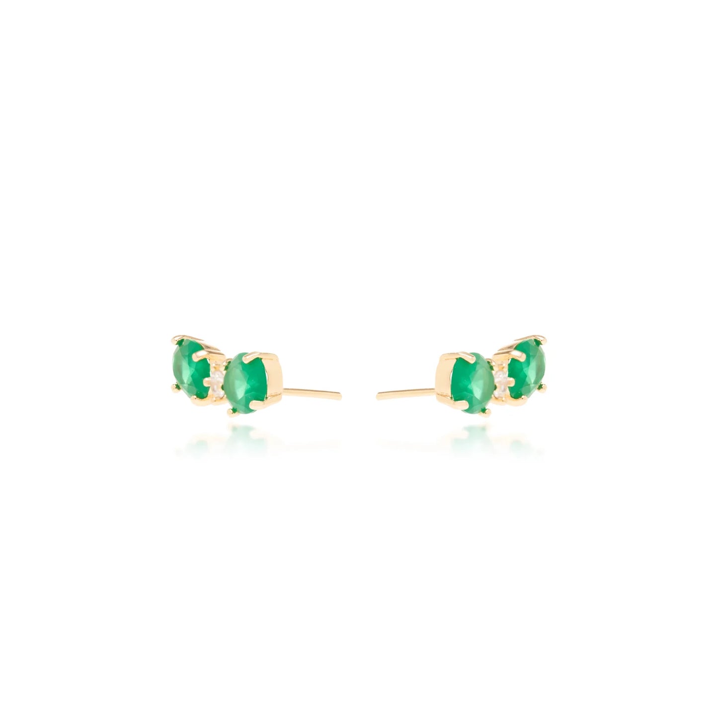 Emerald Crystal and White Zircon Oval Earrings