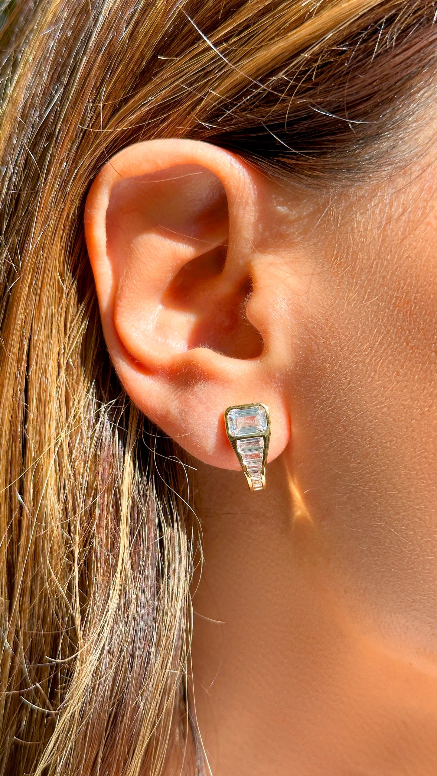 White Zircon Baguette Earrings with Hook
