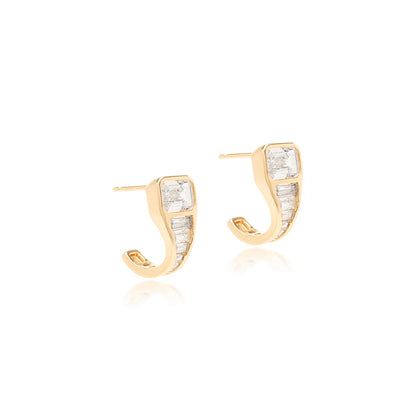 White Zircon Baguette Earrings with Hook