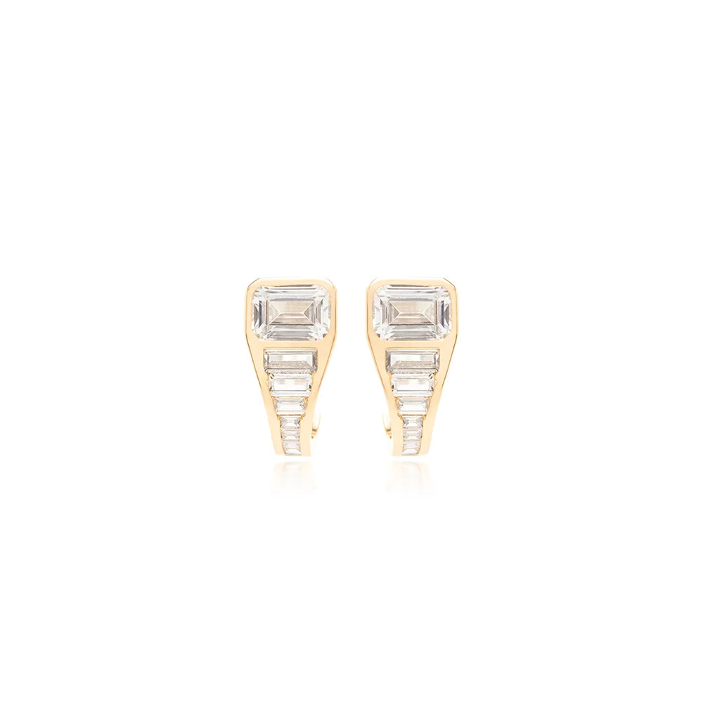 White Zircon Baguette Earrings with Hook