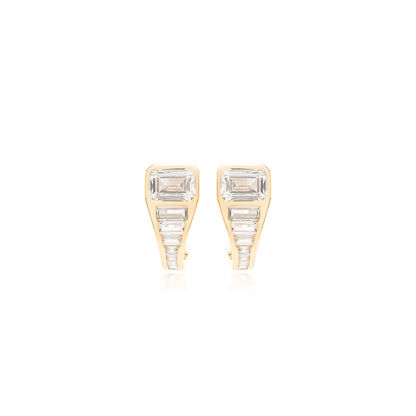 White Zircon Baguette Earrings with Hook