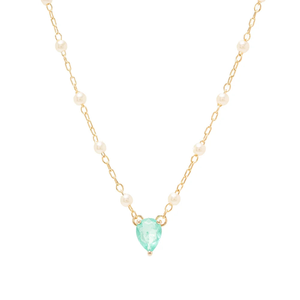 Tourmaline Fusion and Korean Peral Drop Necklace