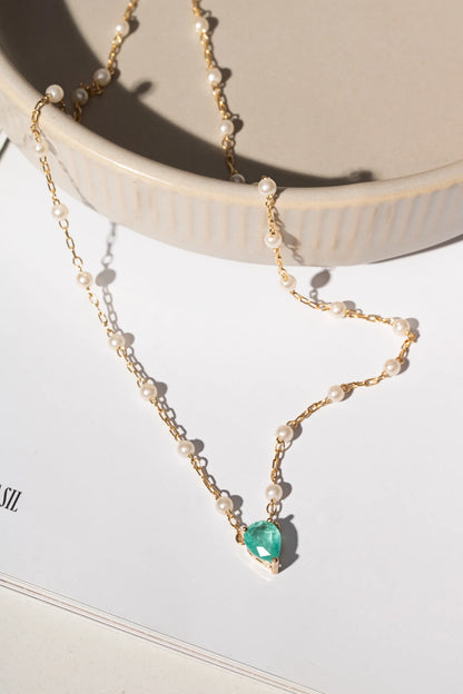 Tourmaline Fusion and Korean Peral Drop Necklace