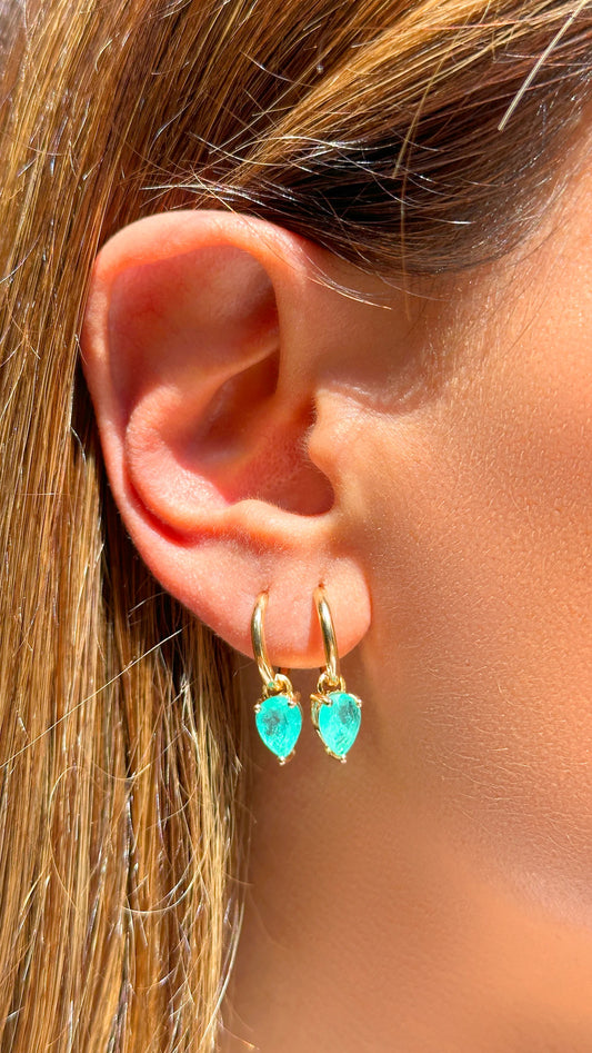 Tourmaline Fusion Hoop Earring 13MM with Drop Pendant