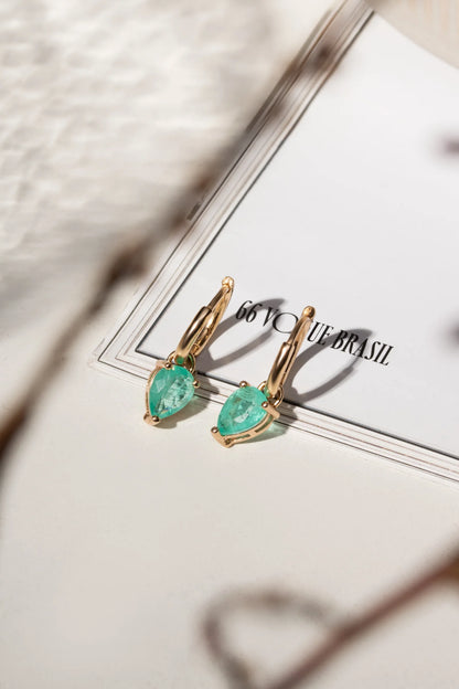 Tourmaline Fusion Hoop Earring 13MM with Drop Pendant