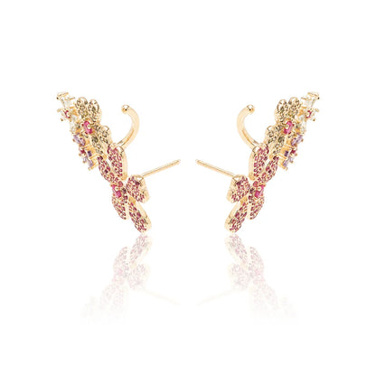 Blue Topaz and Amethyst Crystals Flowers Earcuffs
