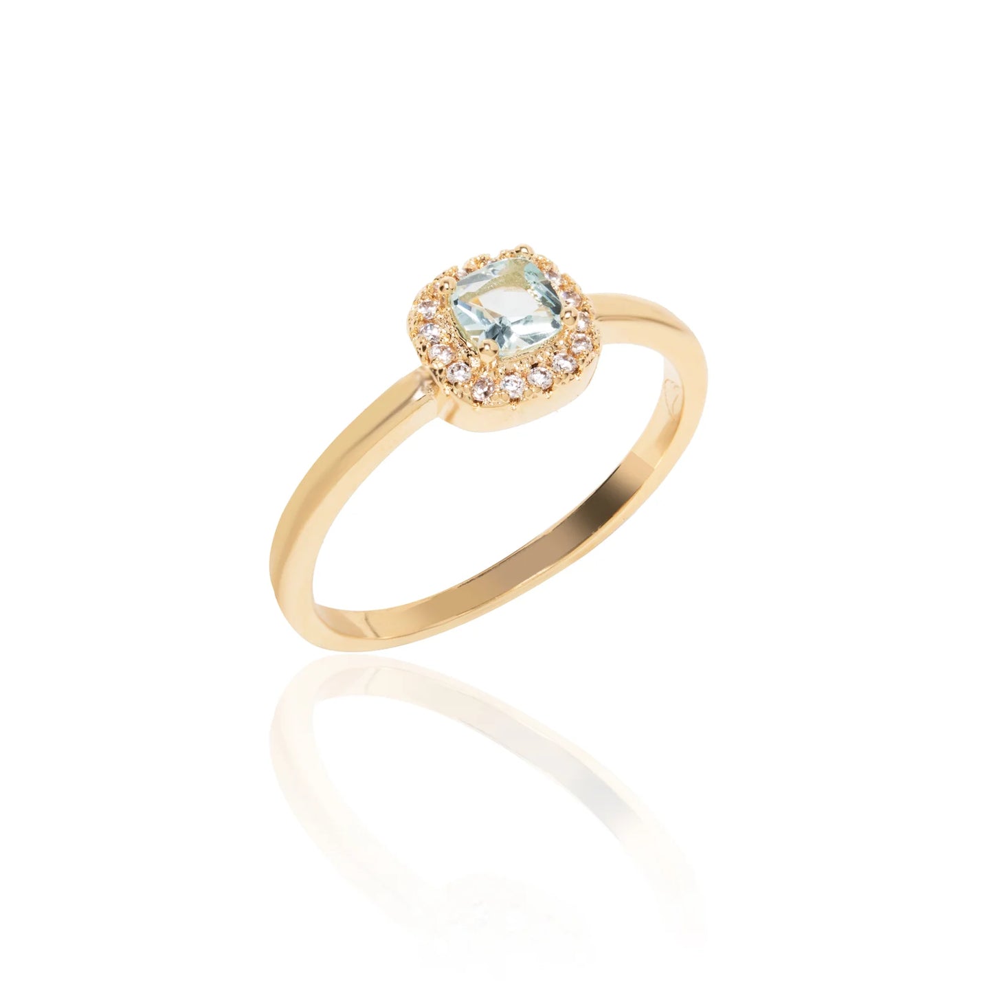 Blue Topaz Crystal & White Zircon Ring
