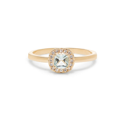 Blue Topaz Crystal & White Zircon Ring