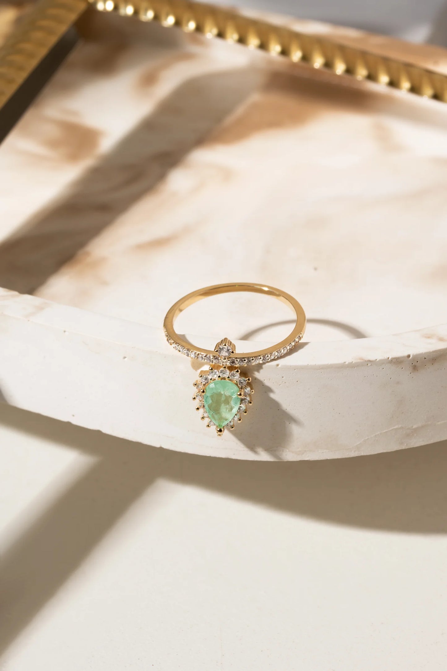 Colombian Emerald Fusion & White Zircon Ring