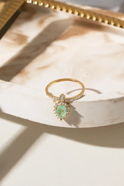 Colombian Emerald Fusion & White Zircon Ring