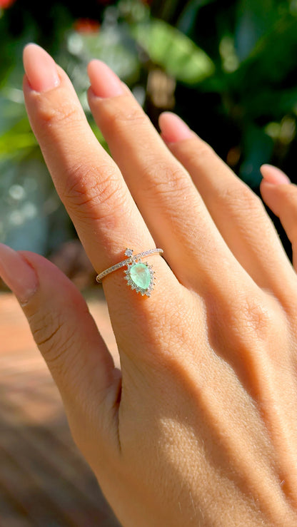 Colombian Emerald Fusion & White Zircon Ring