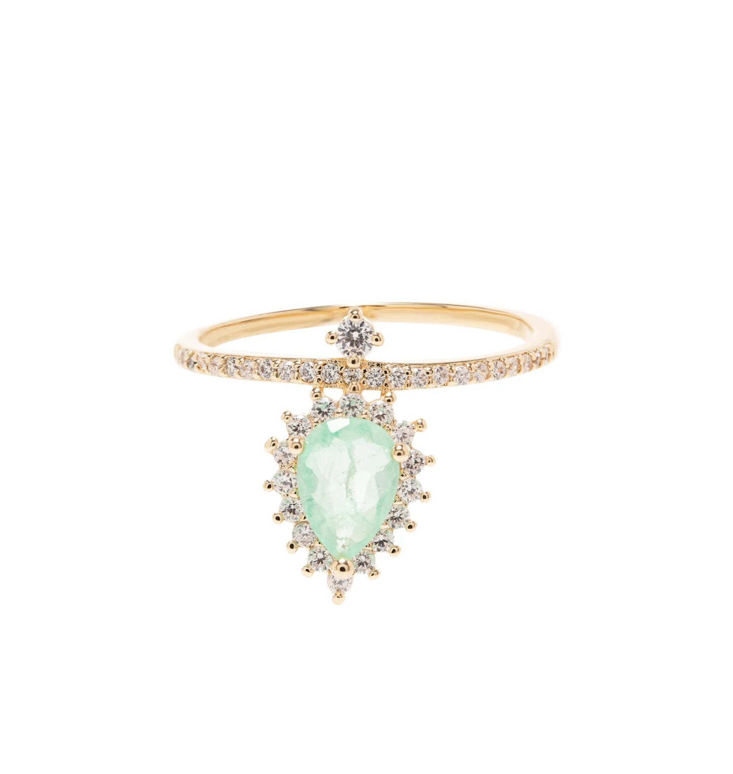 Colombian Emerald Fusion & White Zircon Ring