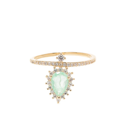 Colombian Emerald Fusion & White Zircon Ring