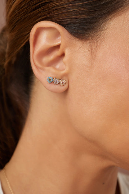 Blue Topaz/Amethyst/Morganite Crystals Heart Earrings