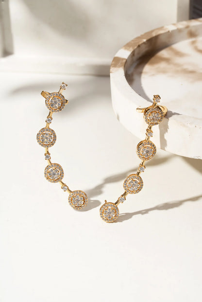 White Zircon Round Earcuff Earrings