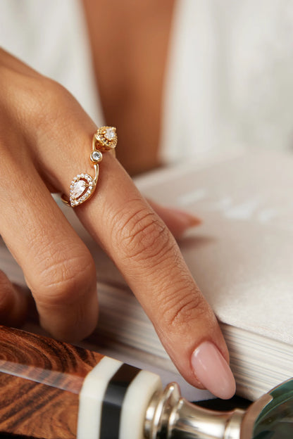 White Zircon Twisted Ring