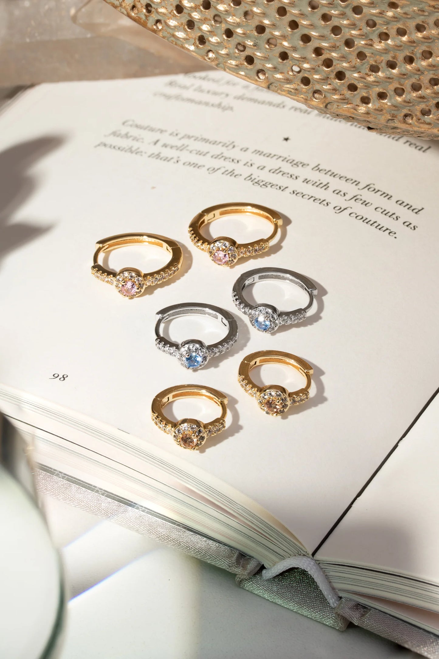 Citrine Crystal 14mm/Blue Topaz 16mm/Rose Quartz 18mm Earrings