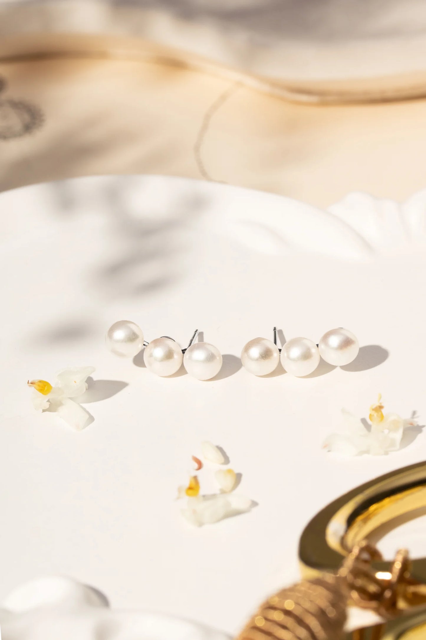 Triple Pearl Earrings