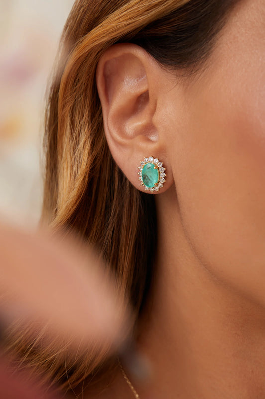 Fusion Tourmaline & White Zircon Oval Earrings