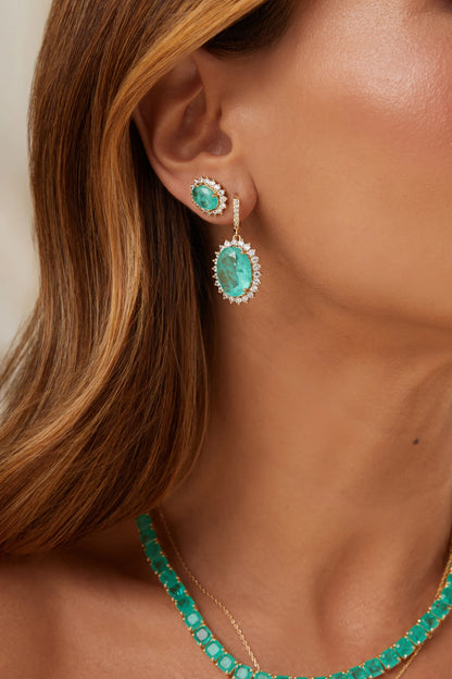 Fusion Tourmaline & White Zircon Oval Earrings