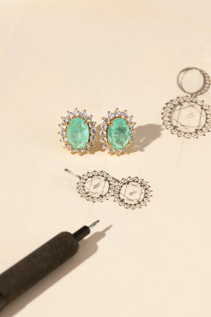 Fusion Tourmaline & White Zircon Oval Earrings