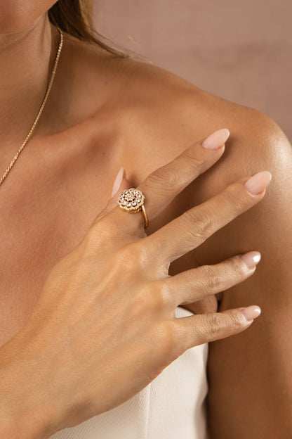 White Zircon Flower Ring