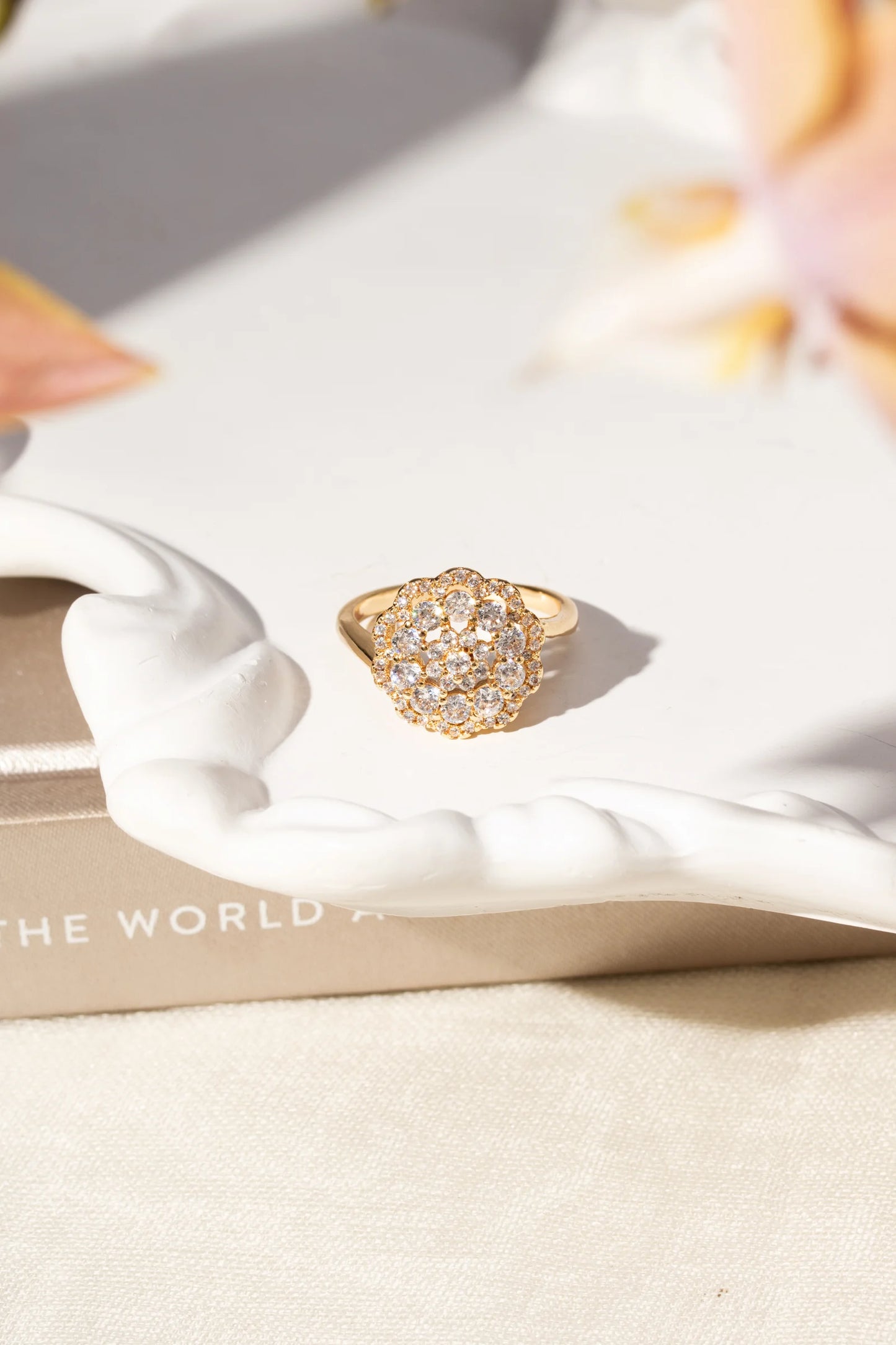 White Zircon Flower Ring