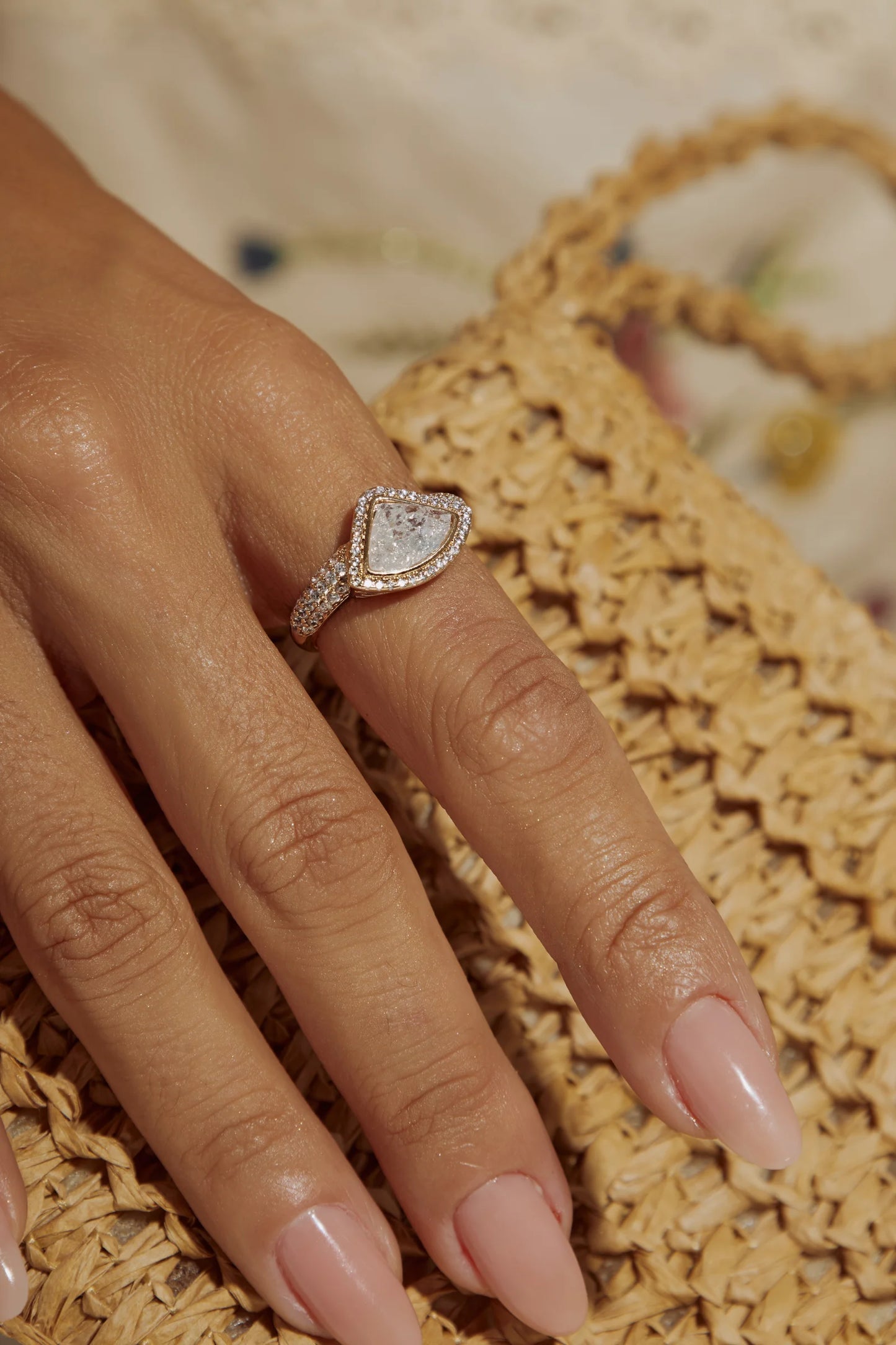 Ice Crystal & White Triangular Zircon Ring