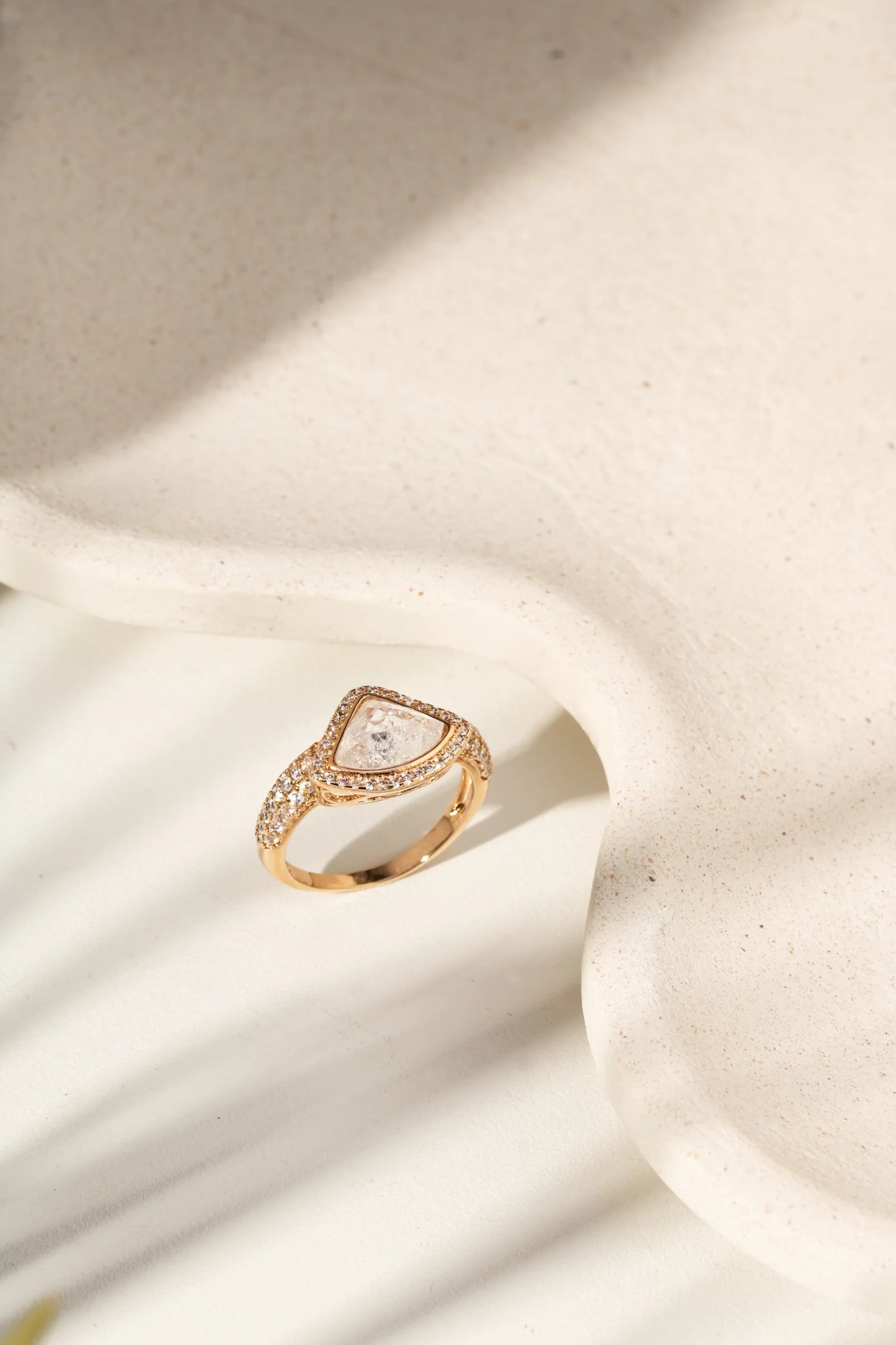 Ice Crystal & White Triangular Zircon Ring