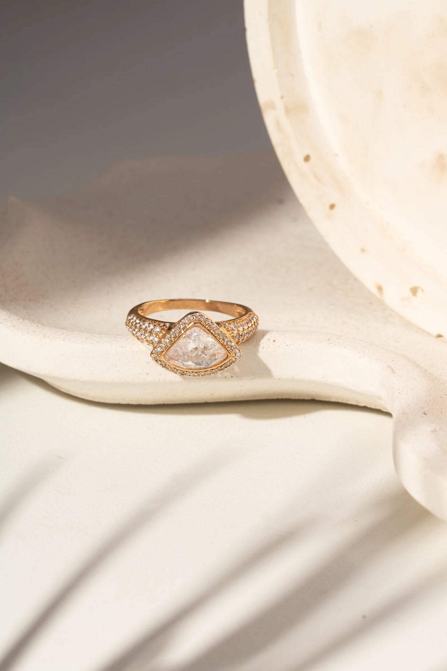 Ice Crystal & White Triangular Zircon Ring