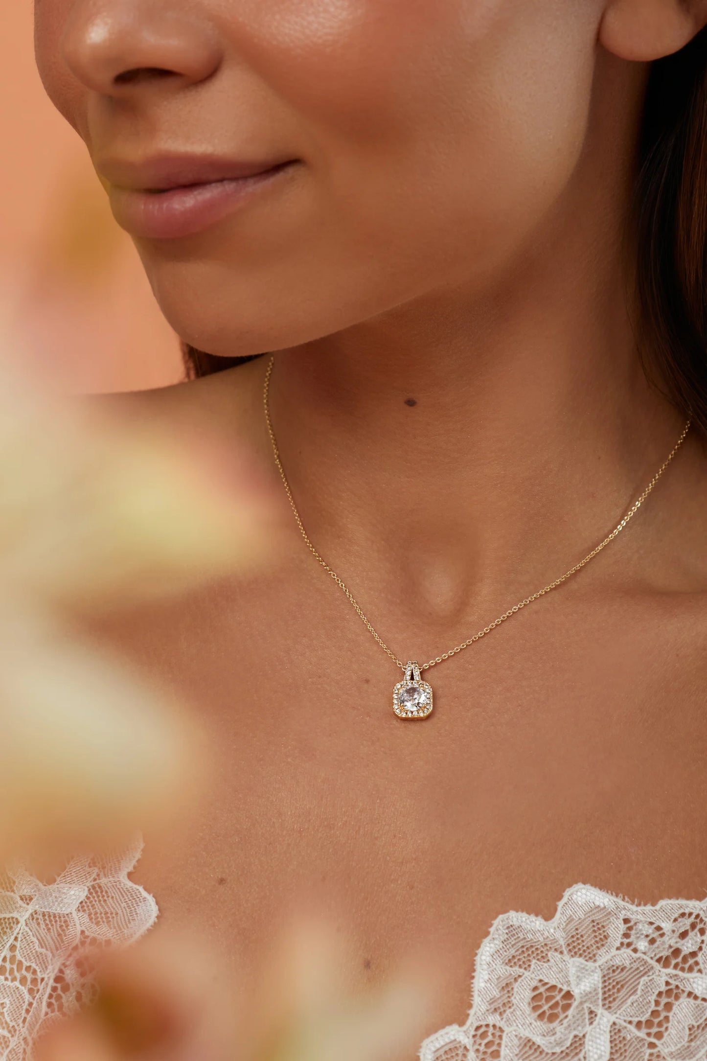 Necklace White Round Zircon 6MM