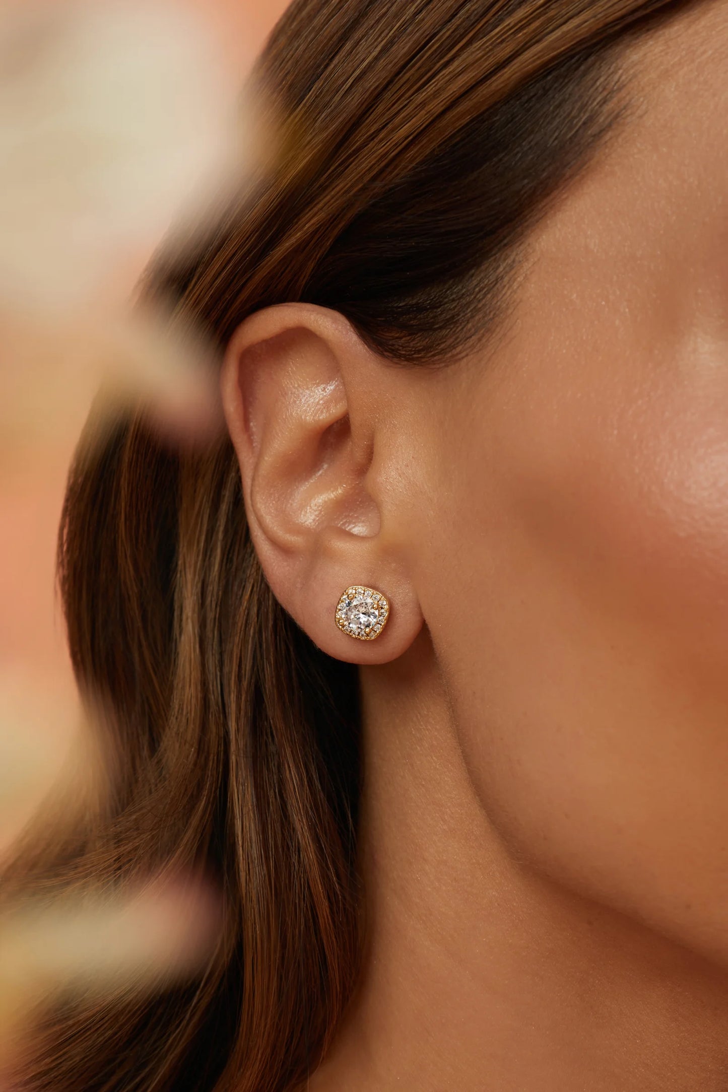 Earrings White Round Zircon 6MM