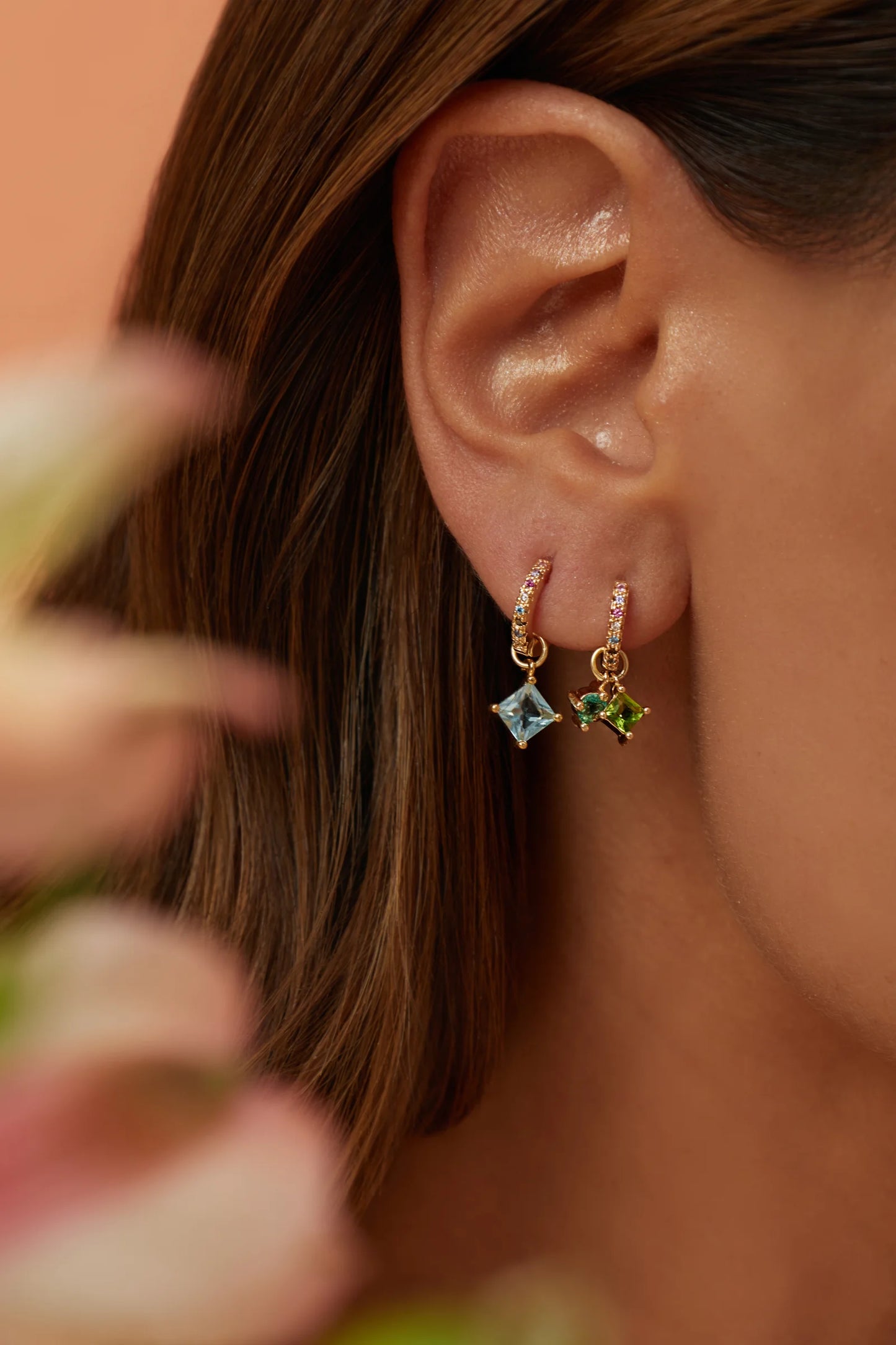Blue Topaz/Paraiba/Peridot Crystal Earrings