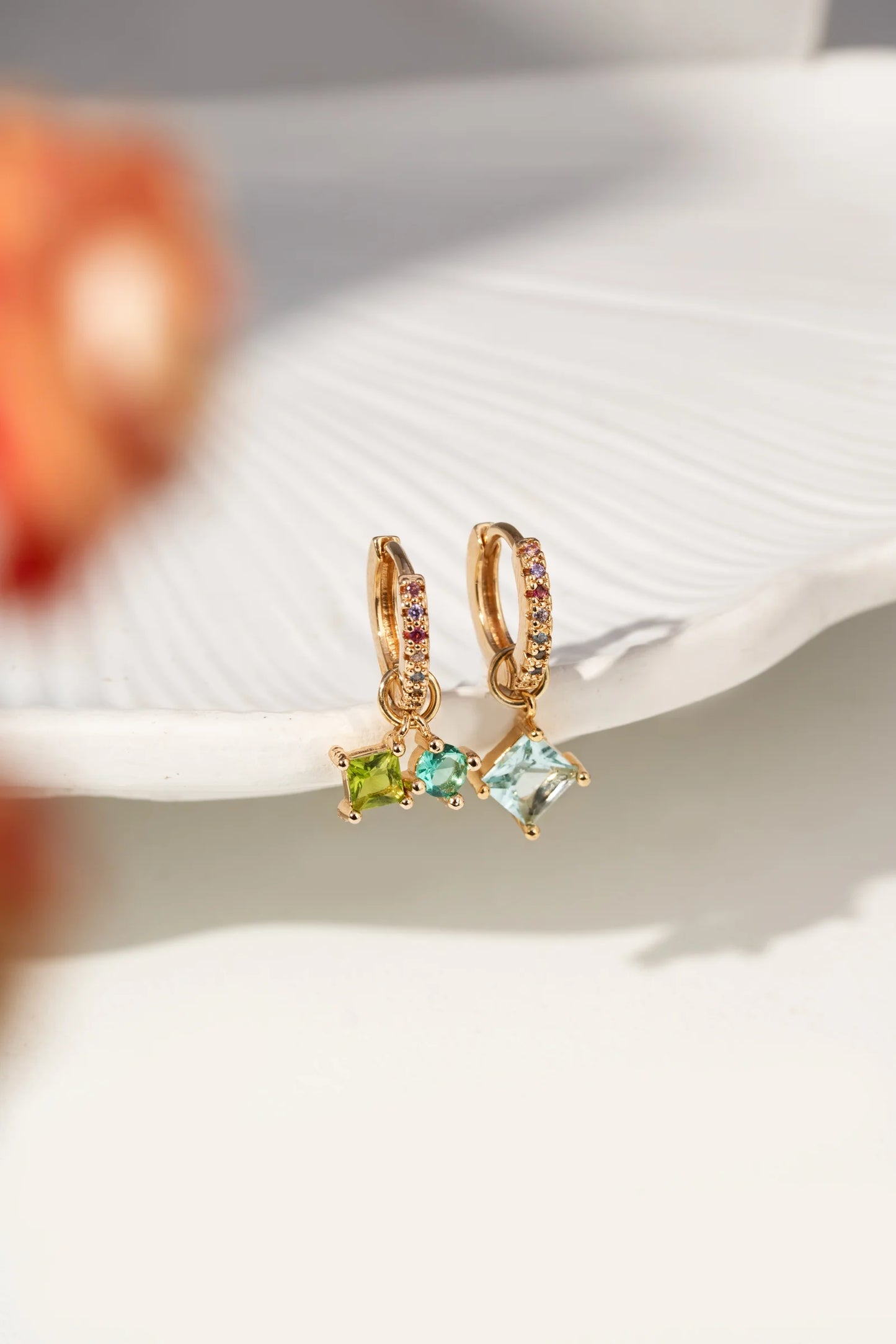 Blue Topaz/Paraiba/Peridot Crystal Earrings