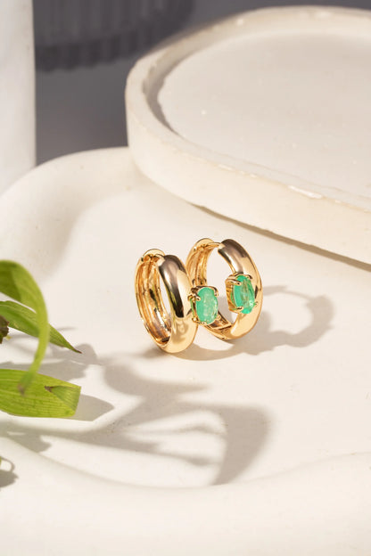 Colombian Emerald Oval Fusion Earrings