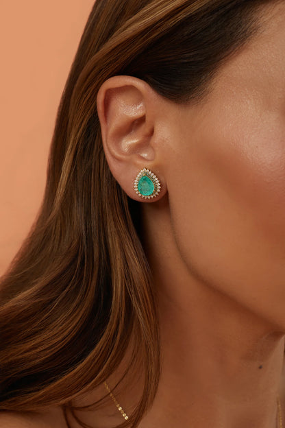 Colombian Emerald Fusion & White Zircon Drop Earrings