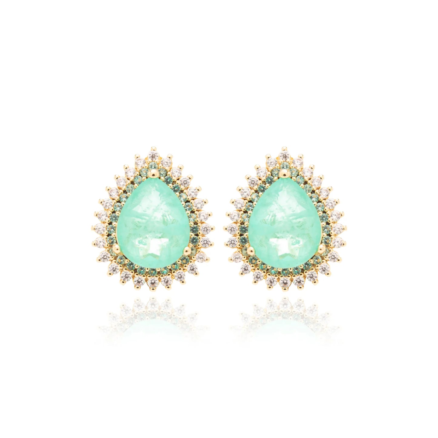 Colombian Emerald Fusion & White Zircon Drop Earrings