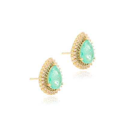 Colombian Emerald Fusion & White Zircon Drop Earrings